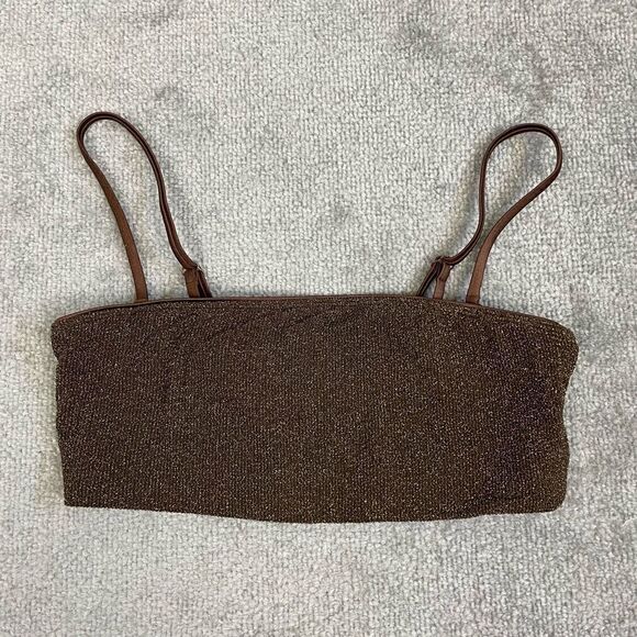 Good American Women’s Size 2 Medium Sparkle Band Top Gold Metallic Bandeau NWOT - Picture 1 of 4